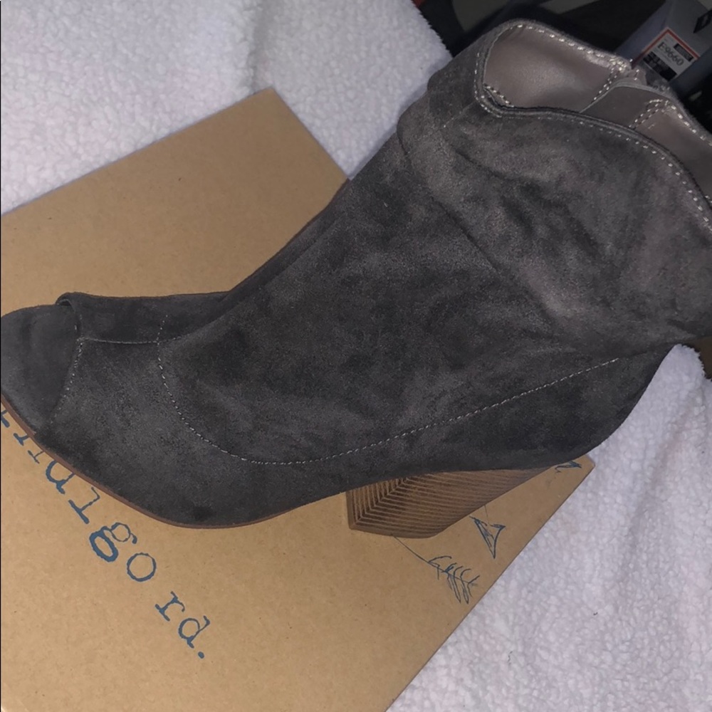Mid top open toe ankle booties